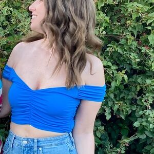 Zara Blue Draped Crop Top